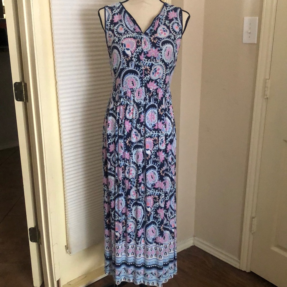 Talbots sleeveless Woman size 2 multicolor maxi dress, good condition